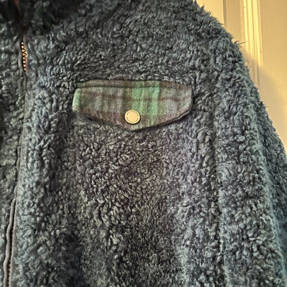 Pendleton Full zip Boucle Sherpa Jacket Blue Blackwatch Plaid Womens XL - Picture 5 of 14